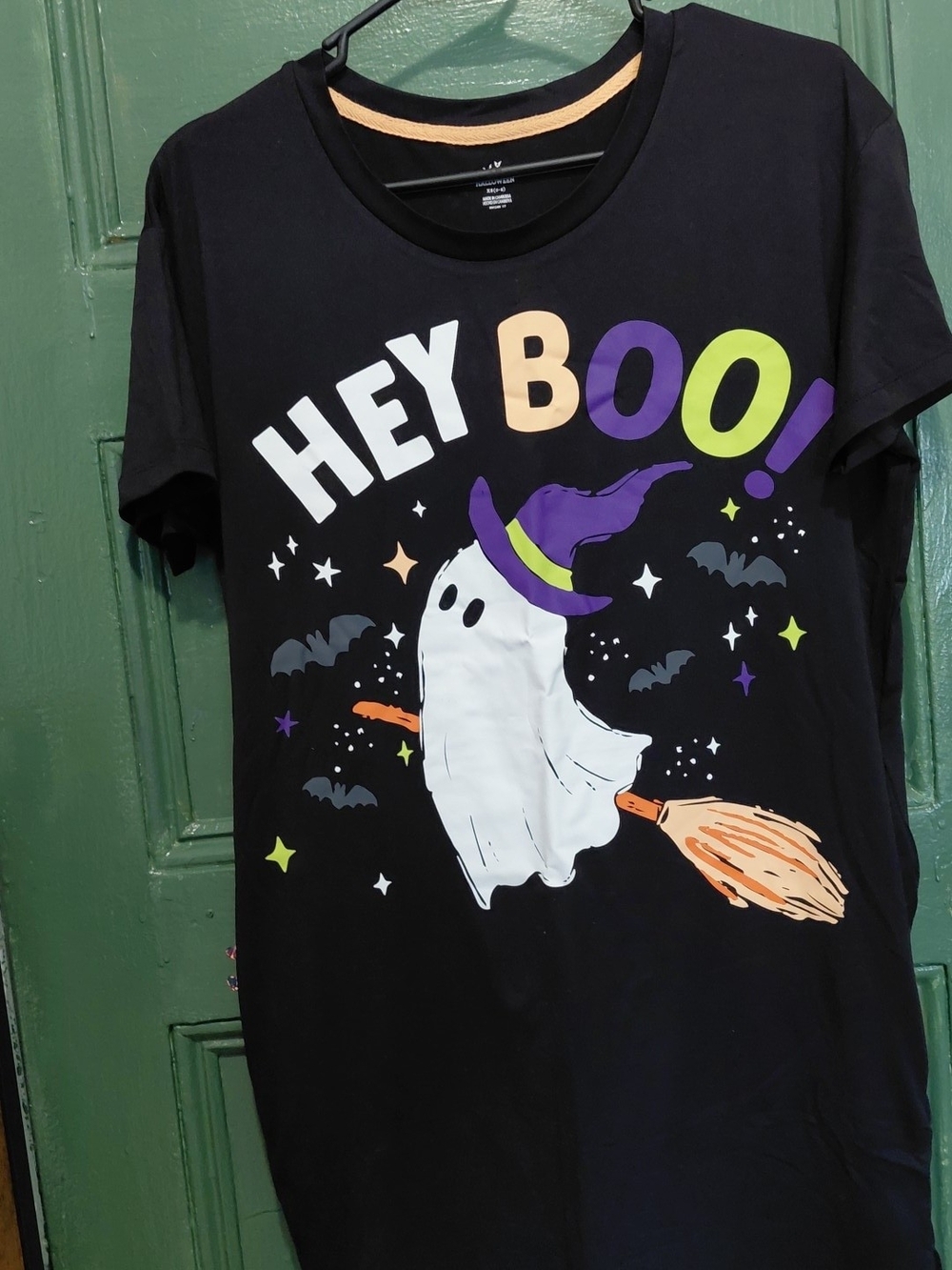 Celebrate It Black Halloween "HEY BOO!" Ghost Graphic Mini Dress